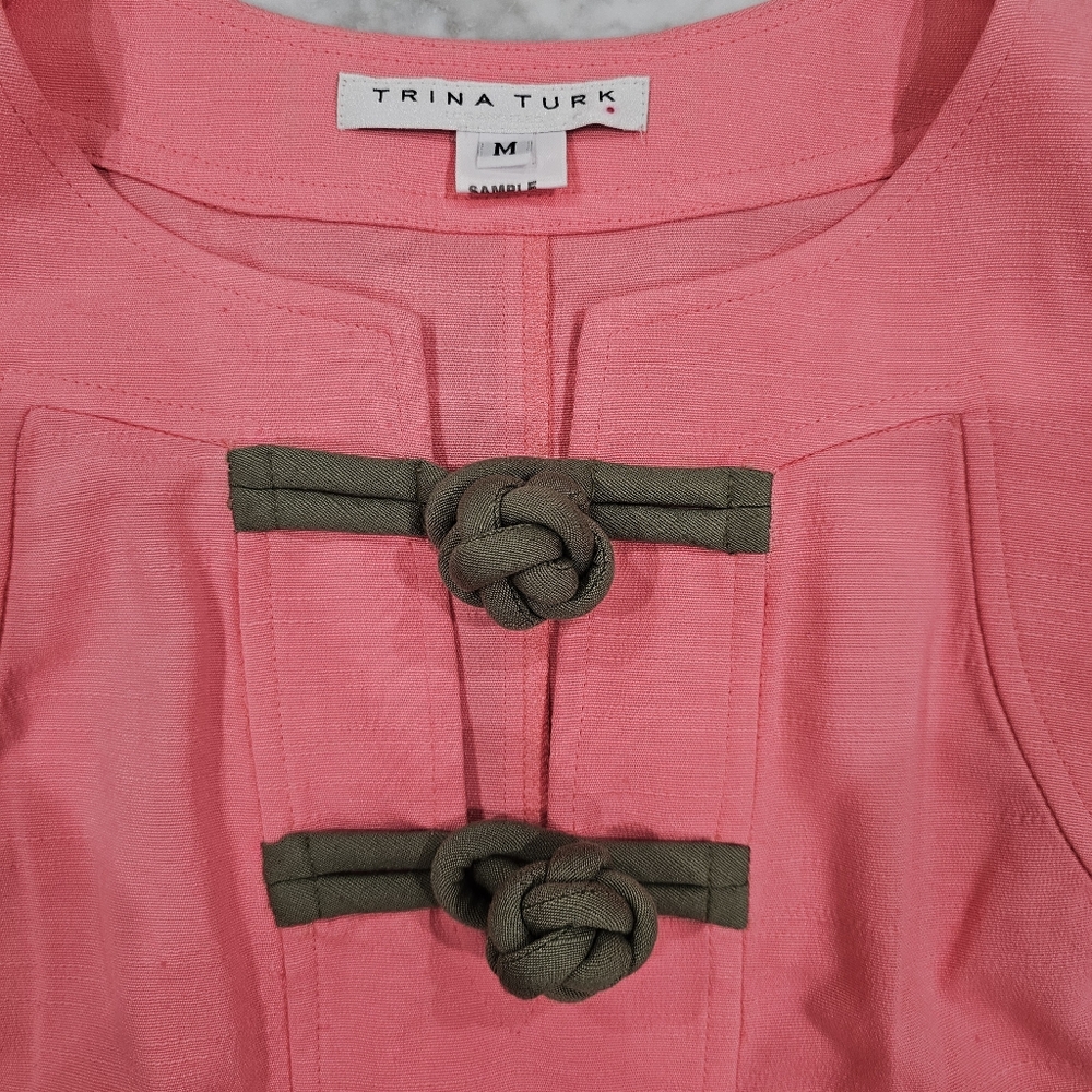 NWOT Trina Turk Sample‎ Sleeveless Linen Pink Tunic Top Medium - Picture 6 of 8